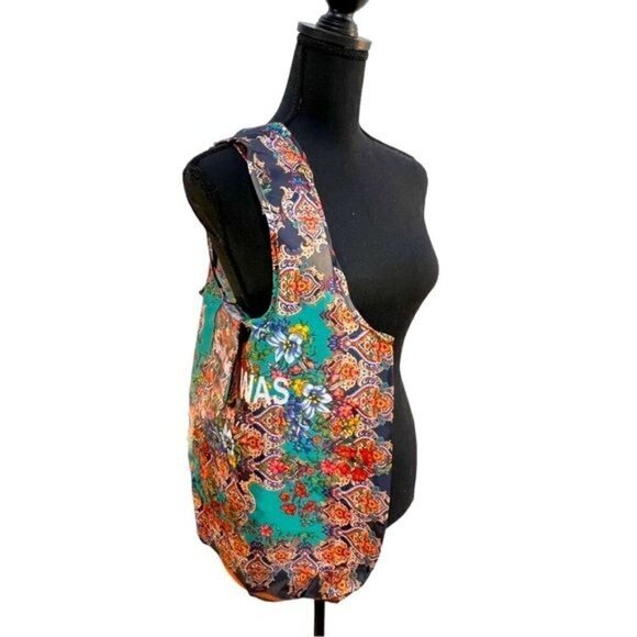 JOHNNY WAS Travel Beach Pool Multicolor Floral Print Lightweight Foldable Tote - Picture 3 of 7